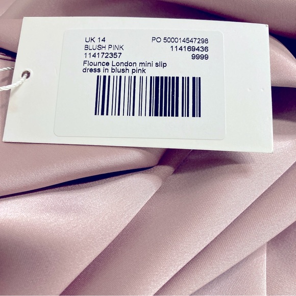 Flounce London Satin Sleeveless V-Neck Mini Slip Dress In Blush Pink - Size 10 - Picture 7 of 8